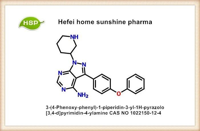 3-(4-Fenoksifenil)-1-piperidīn-3-zil-1H-pirazol[3,4-d]pirimidīn-4-tiramīns CAS NR. 1022150-12-4