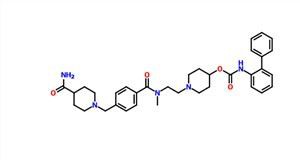 Bifenil-2-ilkarbamīnskābe1- (2-{[4- (4-karbamoilpiperidin-1-ilmetil) benzoil] metilamino} etil) piperidin-4-esteris CAS 864750-70-9